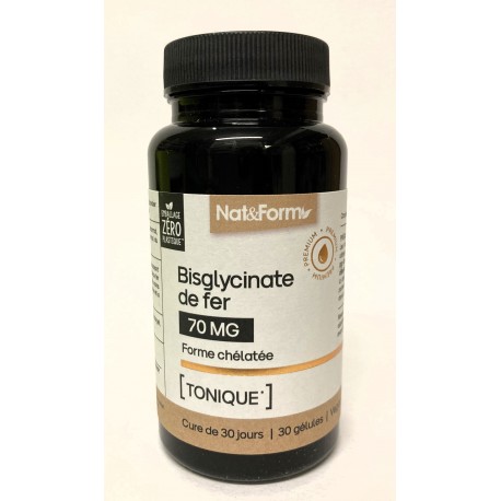 Nat&Form - Bisglycinate de fer 70 MG . Tonus & Immunité (30 gélules)