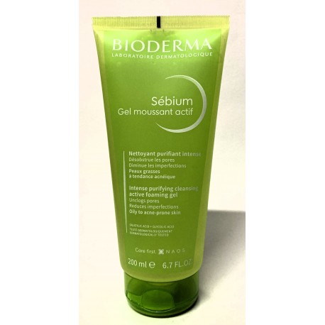 Bioderma - Sébium Gel moussant actif . Nettoyant purifiant intense (200 ml)