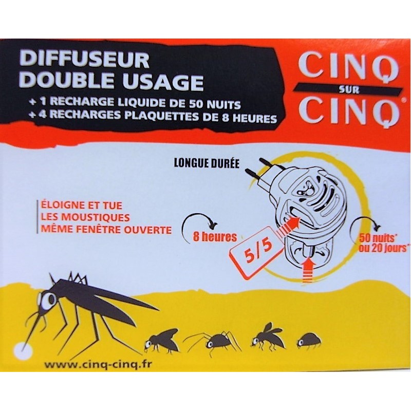 Cinq sur Cinq recharge liquide pour diffuseur double anti moustique